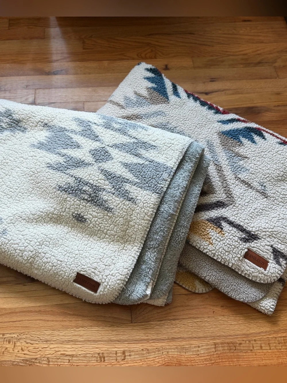 Pendleton - Two Aztec Print Sherpa Throw Blankets